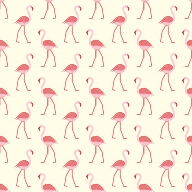 Flamingo ile Seamless modeli. Tropikal egzotik kuş arka plan. Tasarım poster ya da baskı için.