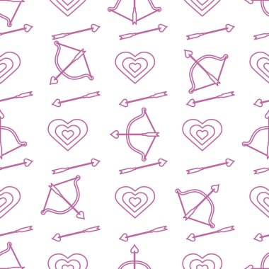 Yay, ok, hedef, kalpleri ile Seamless modeli. Tebrik kartı Sevgililer günün kutlu olsun. Romantik arka plan. Başlık sayfası, poster veya baskı için tasarım.