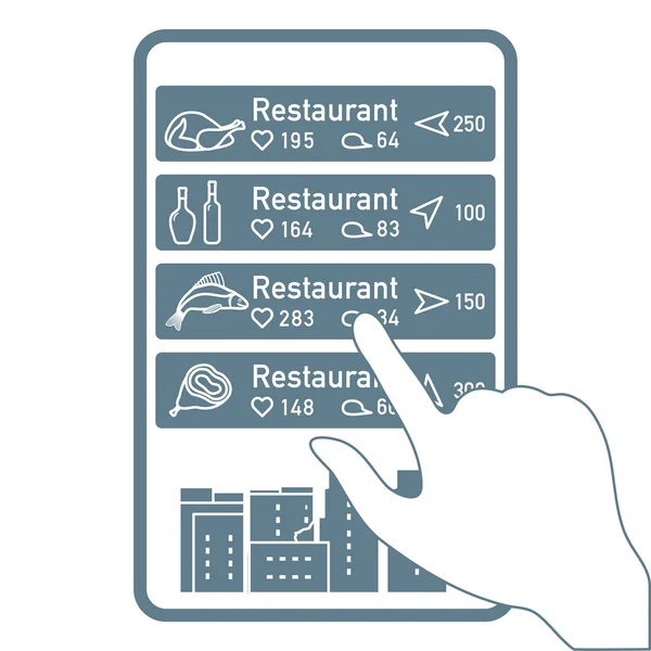 Применение Дополненной Реальности Навигации Городе Торговом Центре Выбор Ресторана Расположению — стоковый вектор