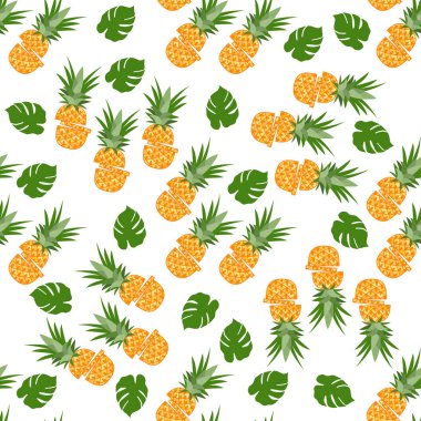 Ananas, dilimleri ile vektör seamless modeli