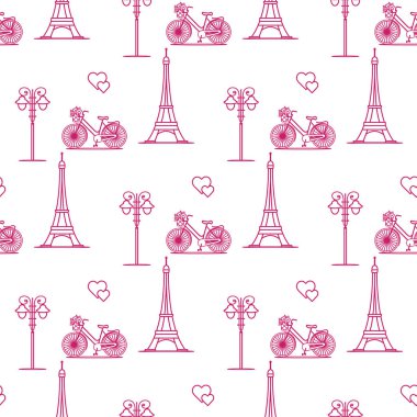 Paris. Seamless modeli. Simgeler ve simge.