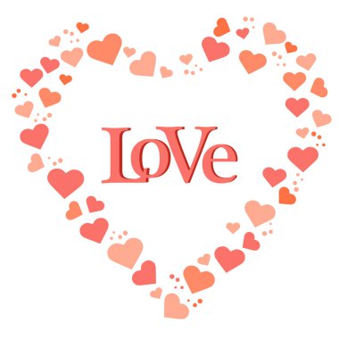 Birçok kalp romantik sembolü oluşan kalp