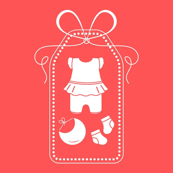 Детская одежда. Нагрудник, носки, телесный костюм. Новорожденные . — стоковый вектор