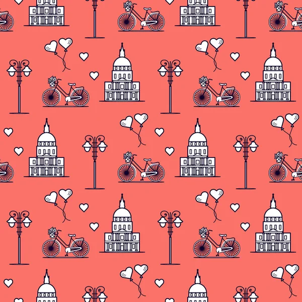 Paris. Seamless pattern. Symbols and landmarks.