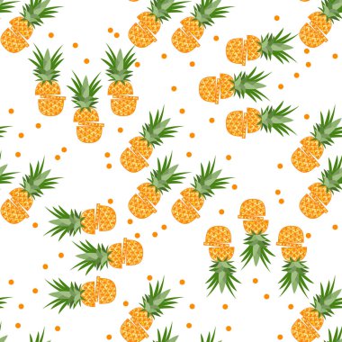 Ananas, dilimleri ile vektör seamless modeli