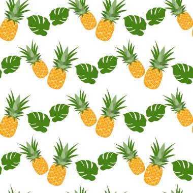 Dikişsiz desen ananas ile monstera bırakır