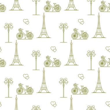 Paris. Seamless modeli. Simgeler ve simge.