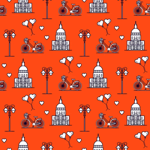 Paris. Seamless pattern. Symbols and landmarks.