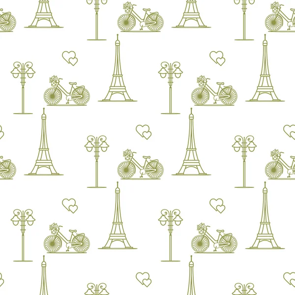 Paris. Seamless pattern. Symbols and landmarks.