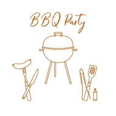 Vektör çizim araçlarıyla ızgara ve Barbekü.