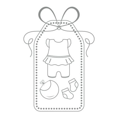 Bebek giysileri. Bib, çorap, gömlek. Yenidoğan.