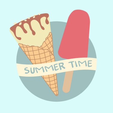Vektör çizim dondurma koni, Buz lolly ile