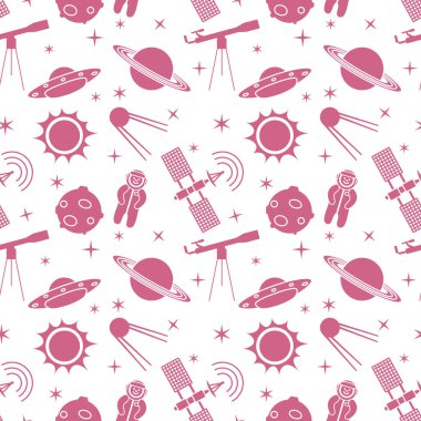 Çizgi film uzay seamless modeli. Astronomi. Bilim