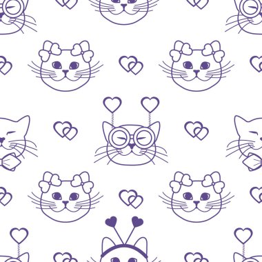 Desen. Sevgililer günü. Kediler, kalpleri. Karnaval