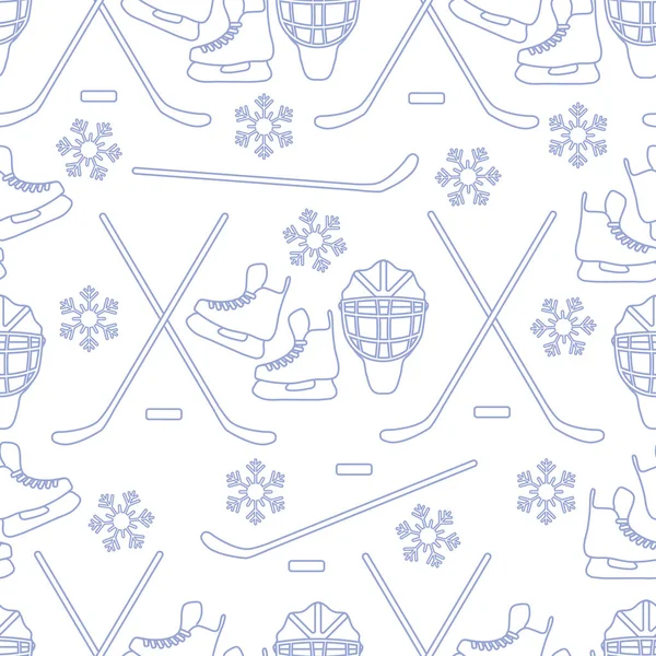 Sport seamless pattern. Hockey equipment. — Stock Vector