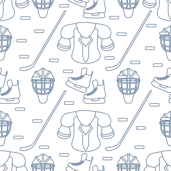 Sport seamless pattern. Hockey equipment.