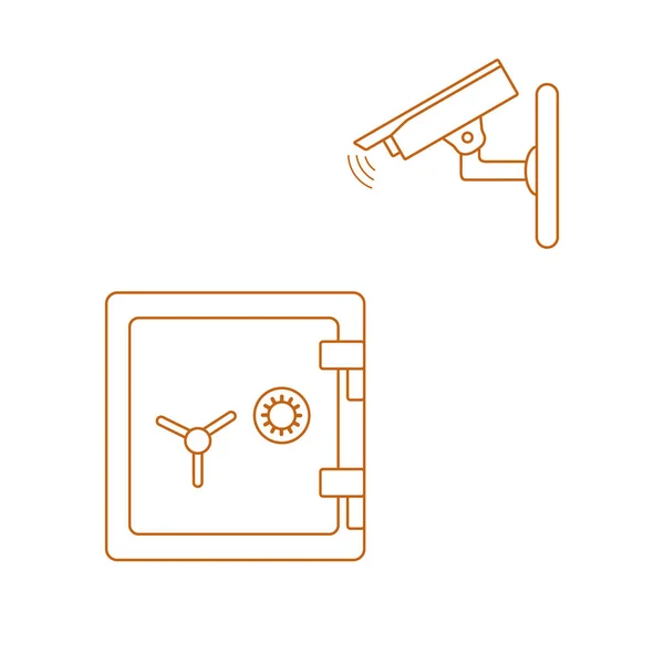 Ilustración vectorial con cámara de seguridad y caja fuerte . — Archivo Imágenes Vectoriales