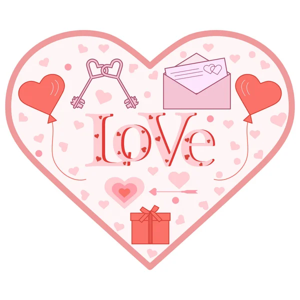 Aftelkalender voor Valentijnsdag, verjaardag. Romantische symbolen — Stockvector