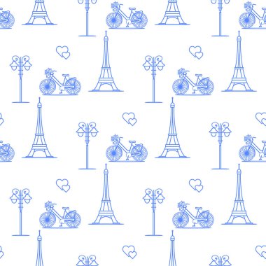 Paris. Seamless modeli. Simgeler ve simge.