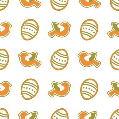 Vektör seamless modeli ile Paskalya yumurtaları, kuşlar.