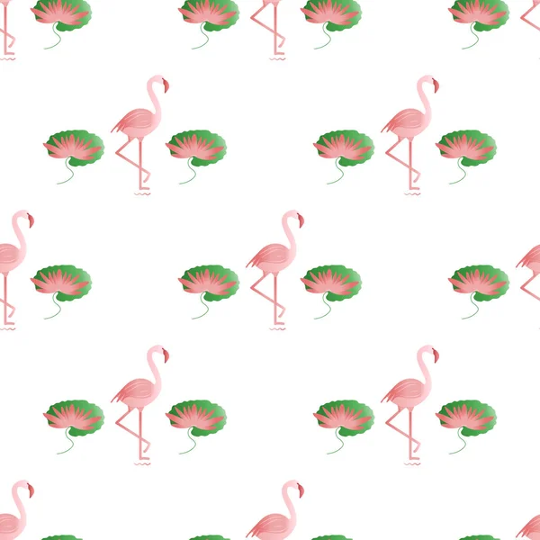 Flamingo ve Nilüfer ile Seamless modeli. — Stok Vektör