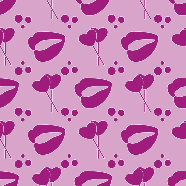 Patroon hartvormige snoep, lippen. Aftelkalender voor Valentijnsdag — Stockvector