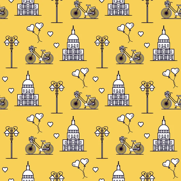 Paris. Seamless pattern. Symbols and landmarks.