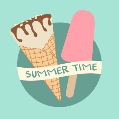 Vektör çizim dondurma koni, Buz lolly ile