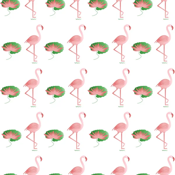 Flamingo ve Nilüfer ile Seamless modeli. — Stok Vektör