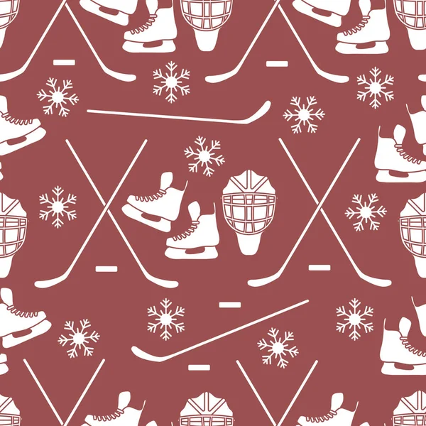 Sport seamless pattern. Hockey equipment.