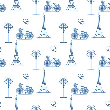 Paris. Seamless modeli. Simgeler ve simge.