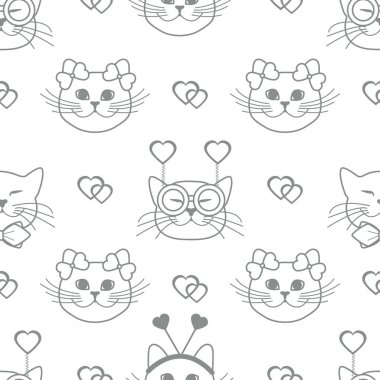 Desen. Sevgililer günü. Kediler, kalpleri. Karnaval