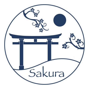 Sakura şube ve yakın, ritüel gates. Japonya