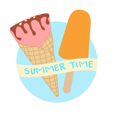 Vektör çizim dondurma koni, Buz lolly ile