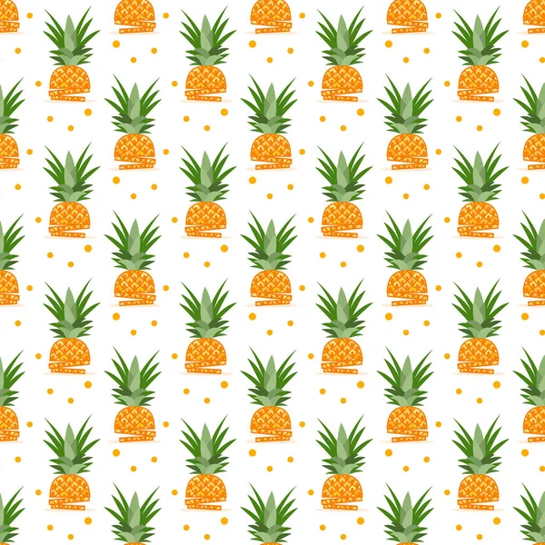 De naadloze patroon vector met ananas, segmenten — Stockvector