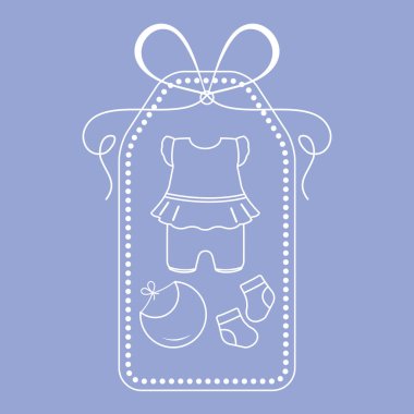 Bebek giysileri. Bib, çorap, gömlek. Yenidoğan.