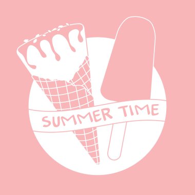 Vektör çizim dondurma koni, Buz lolly ile