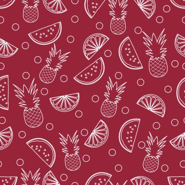 Ananas portakal ile Seamless Modeli karpuz