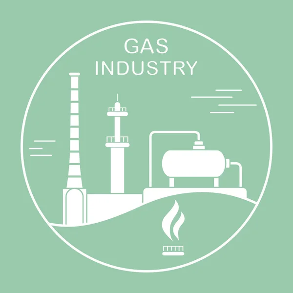 Equipos de la industria del gas. Extracción, procesamiento — Vector de stock