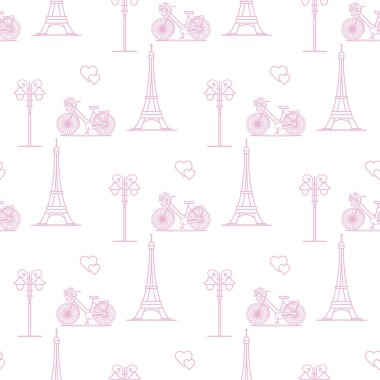 Paris. Seamless modeli. Simgeler ve simge.
