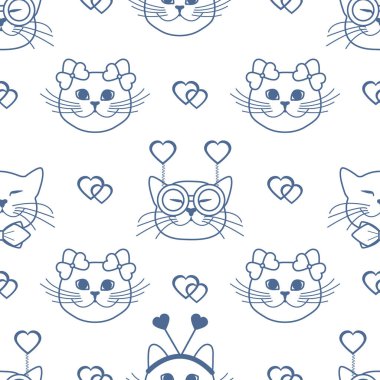 Desen. Sevgililer günü. Kediler, kalpleri. Karnaval