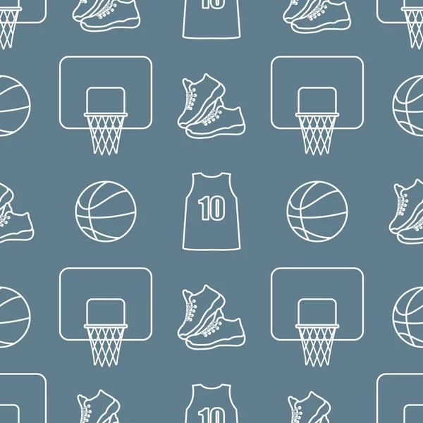 Modèle sans couture sport. Équipement de basket-ball . — Image vectorielle