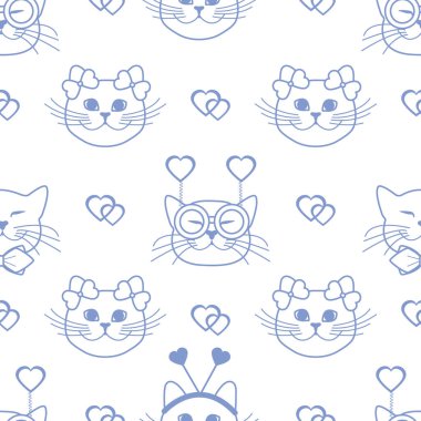 Desen. Sevgililer günü. Kediler, kalpleri. Karnaval