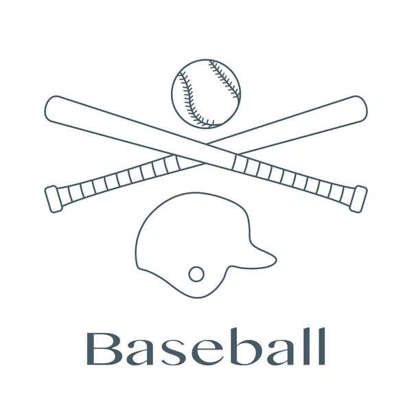 Kije baseballowe, piłka, kask. Ilustracja wektorowa — Wektor stockowy