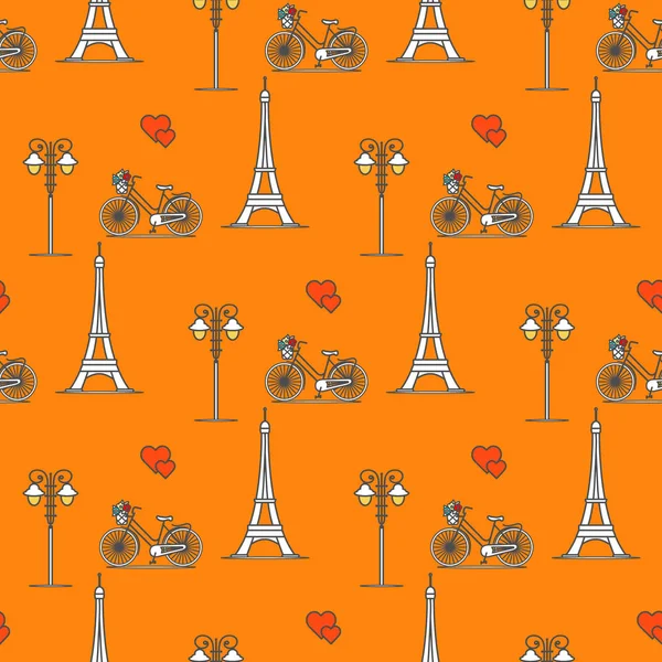 Paris. Seamless pattern. Symbols and landmarks.