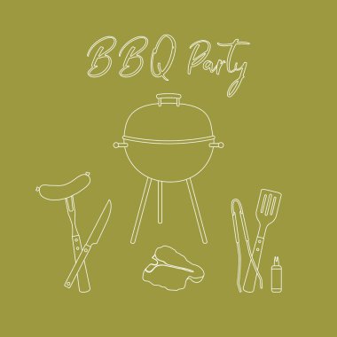 Vektör çizim araçlarıyla ızgara ve Barbekü.