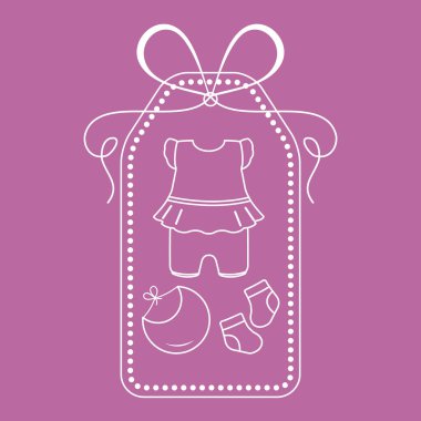 Bebek giysileri. Bib, çorap, gömlek. Yenidoğan.