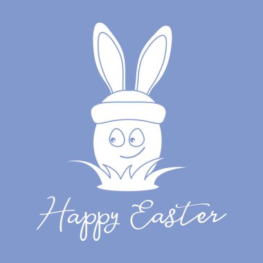 Mutlu paskalyalar. Yumurta, tavşan kulaklı şapka. Doğrusal