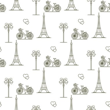 Paris. Seamless modeli. Simgeler ve simge.