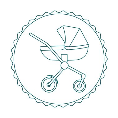 Vektör çizim. Bebek arabası. Çocuk arabası. Bebek arabası